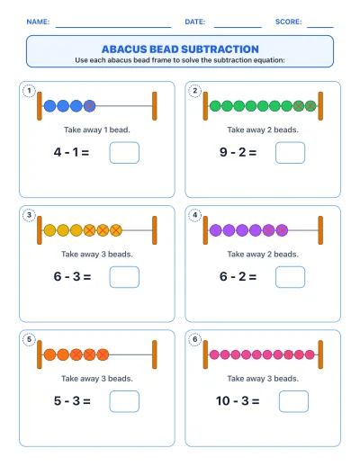 Abacus Bead Subtraction