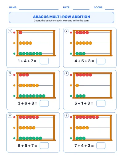 Abacus Multi-Row Addition