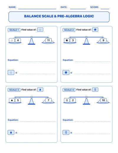 Balance Scale & Pre-Algebra Logic