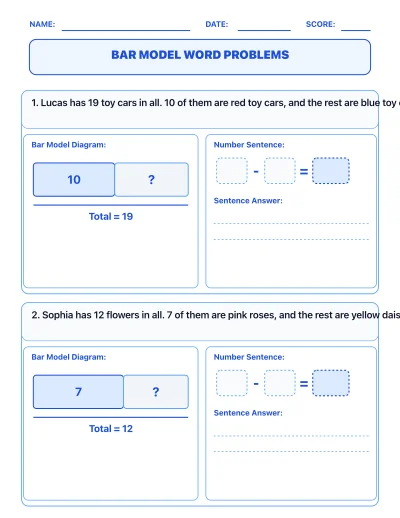 Bar Model Word Problems