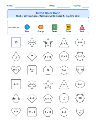 Color by Number Shapes