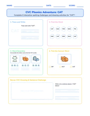 CVC Phonics Adventure (4 Activities)
