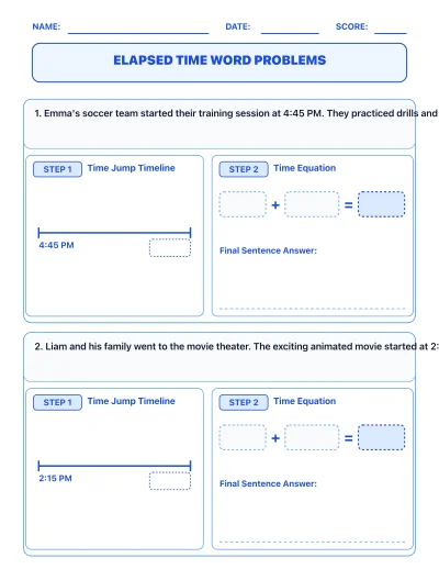 Elapsed Time Word Problems