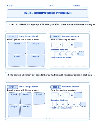Equal Groups Word Problems