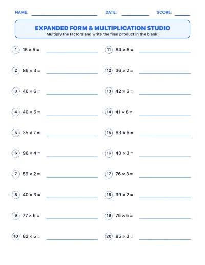 Expanded Form & Multiplication Studio