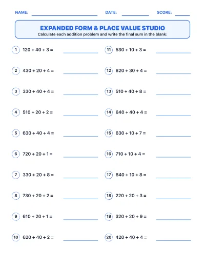 Expanded Form & Place Value Studio
