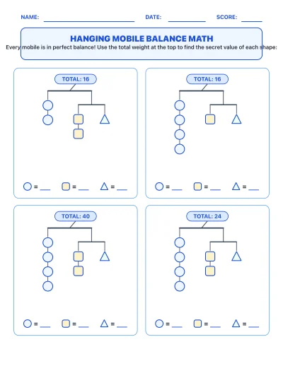 Hanging Mobile Balance Math