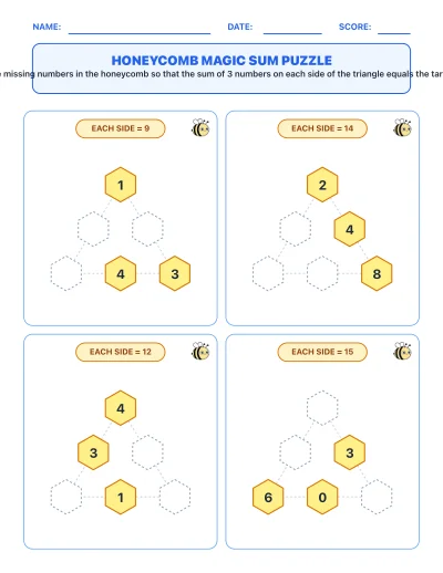 Honeycomb Tri-Directional Sum Puzzle