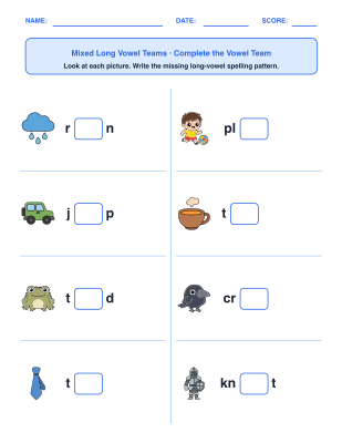 Long Vowel Team Spelling Patterns