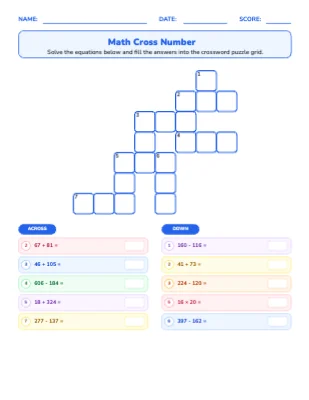 Math Cross Number