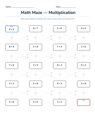 Math Maze Grid