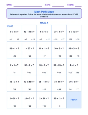 Math Path Maze