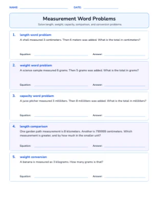 Measurement Word Problems
