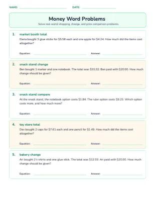 Money Word Problems