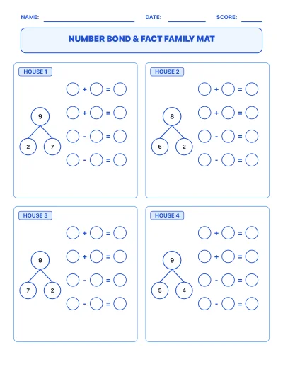 Number Bond & Fact Family Mat