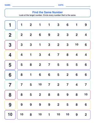 Number Hunt Rows