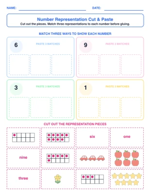 Number Representation Cut & Paste