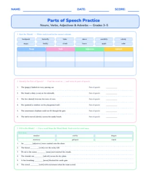 Parts of Speech Practice