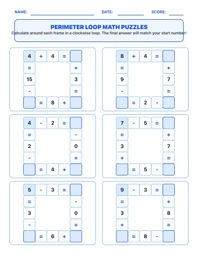 Perimeter Loop Math Puzzles