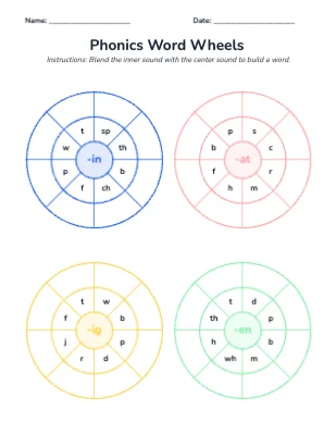 Phonics Word Wheels