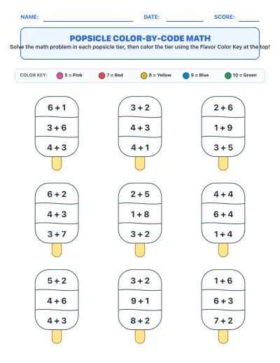 Popsicle Color-by-Code Math