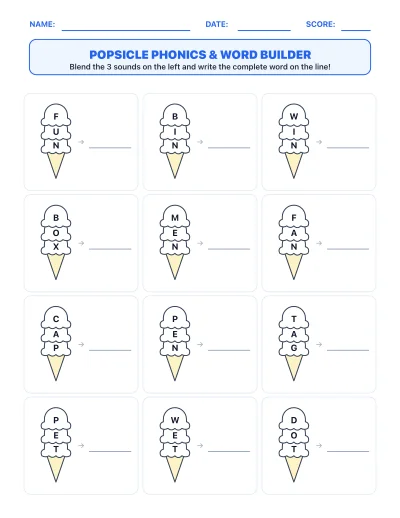 Popsicle & Ice Cream Phonics Word Builder