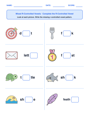 R-Controlled Vowel Picture Activities