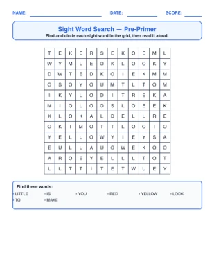 Sight Word Search