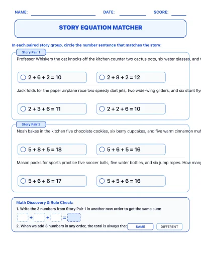 Story Equation Matcher