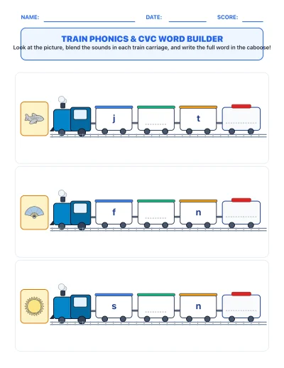 Train Phonics & CVC Word Builder
