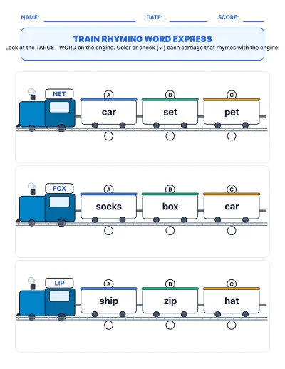 Train Rhyming Word Express