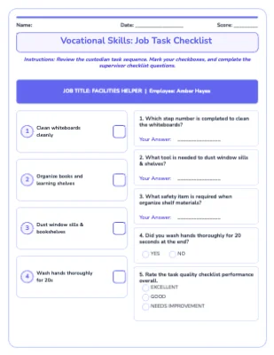 Vocational Skills: Job Task Checklist