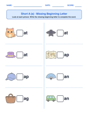 Vowel Picture Word Families